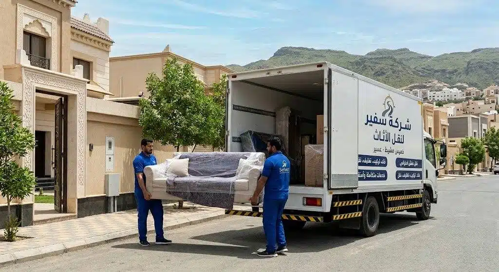 ترتيب وتثبيت الحمولة قبل نقلة جبلية من خميس مشيط
